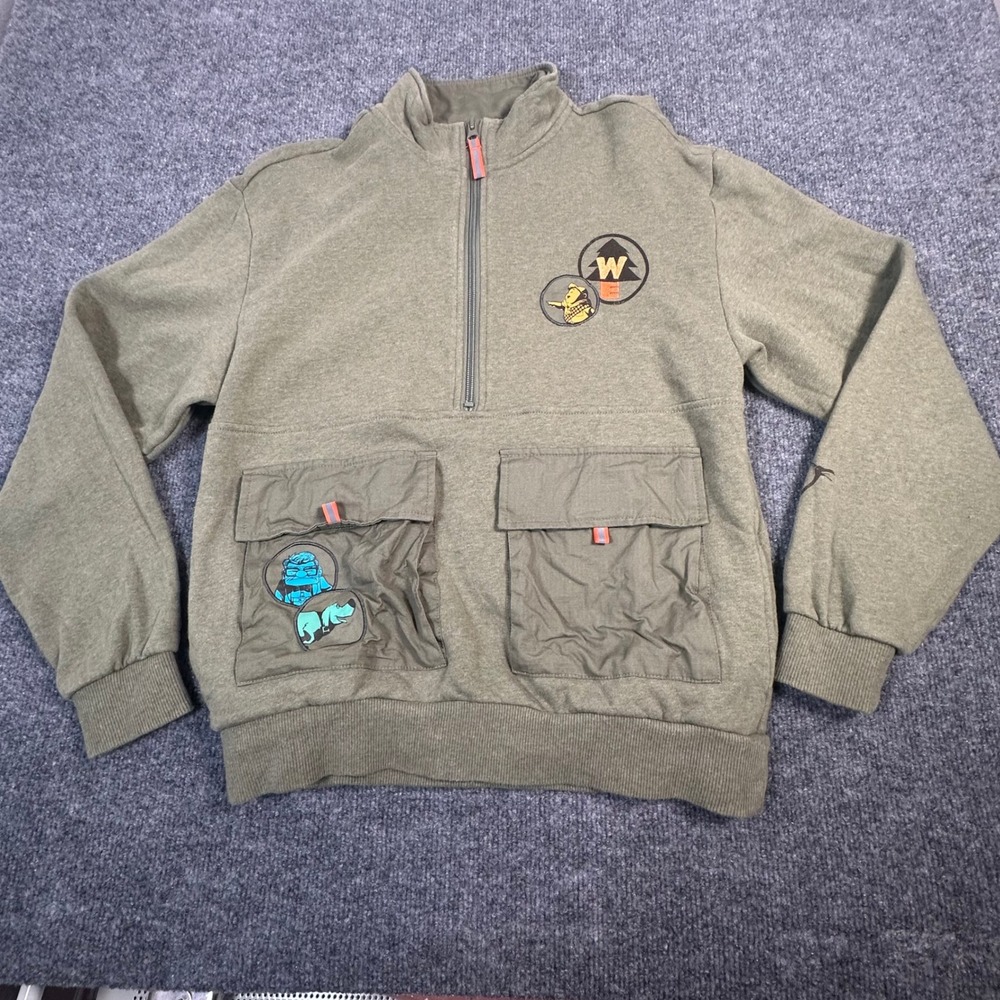 Disney Pixar Up Wilderness Explorer Quarter Zip Pullover Olive Green XS